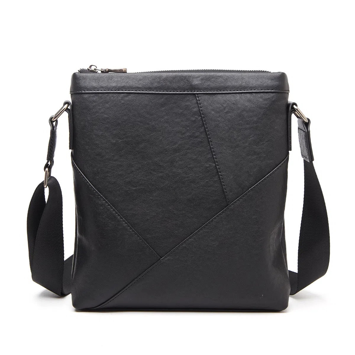 老人头 经典百搭休闲 牛皮 单肩包 男款 黑色