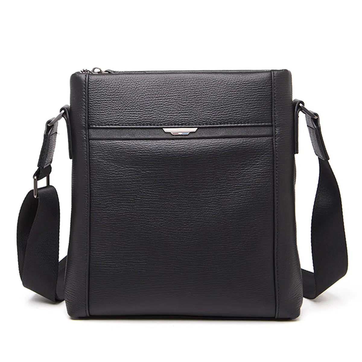 老人头 时尚通勤经典百搭 头层牛皮 单肩包斜跨包日字小方包 男款 黑色