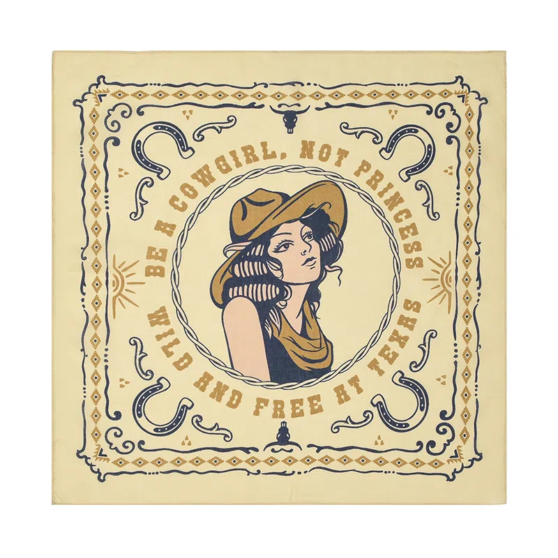 滚烫时光 纯棉牛仔女郎印花美式复古 方巾 头巾 男女同款情侣款