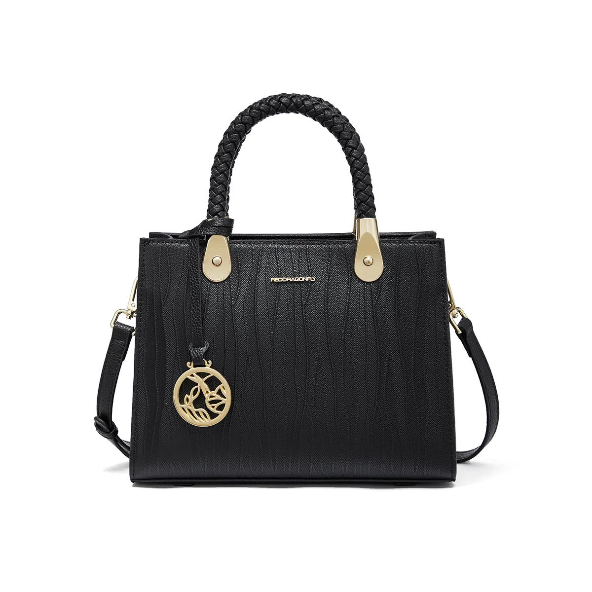 红蜻蜓 高级感气质通勤百搭款 牛皮 手提包斜挎包 女款 蓝色/黑色