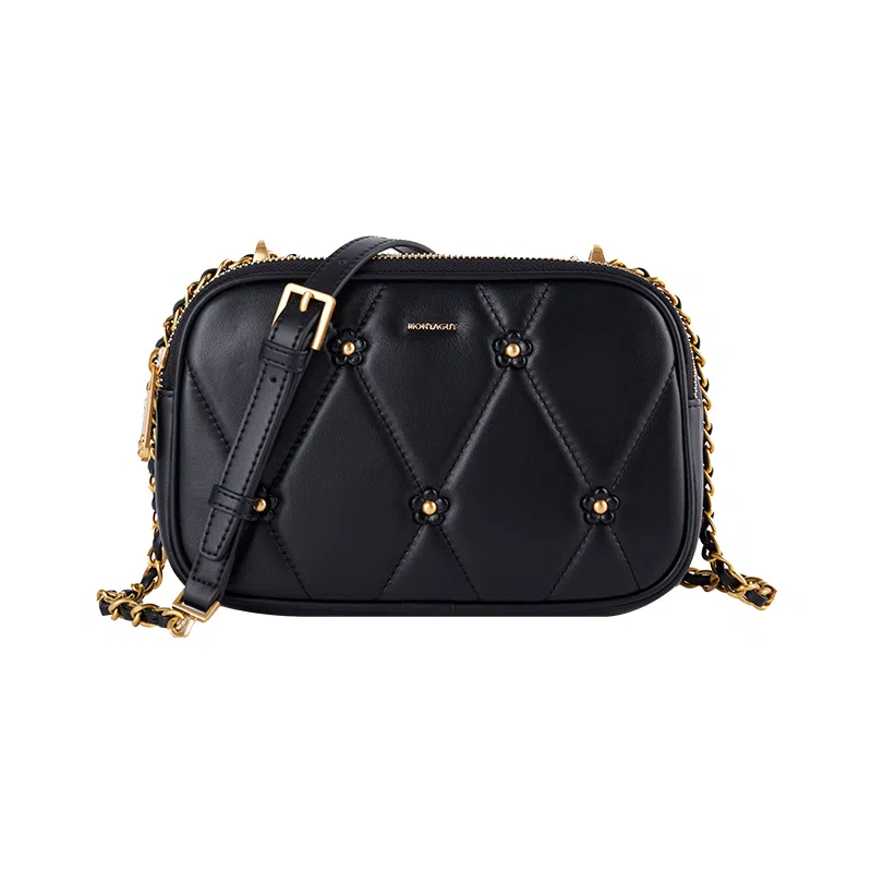 梦特娇 菱格小香风惊鸿 羊皮 法式优雅斜挎包 常规 女款 黑色/冰咖啡/芭蕾粉/冰川蓝/丁香紫/椰奶白