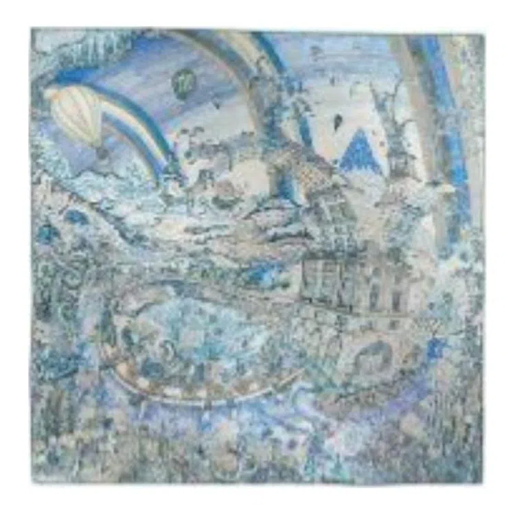 Hermes Silk Scarf Multicolor Blue