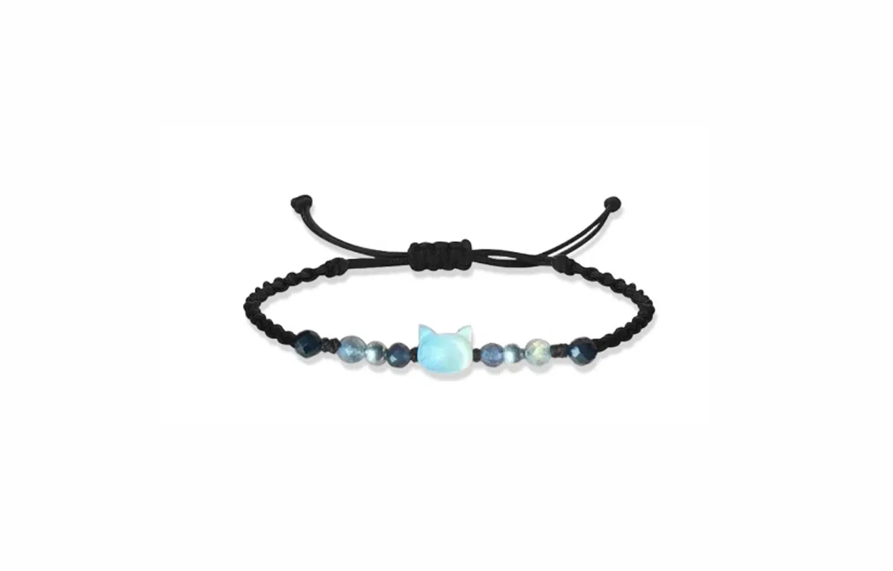 牧言 国潮复古新中式简约小众设计高级感 立体极光猫头编织绳手饰 合金 幻彩猫咪手链 男女同款情侣款