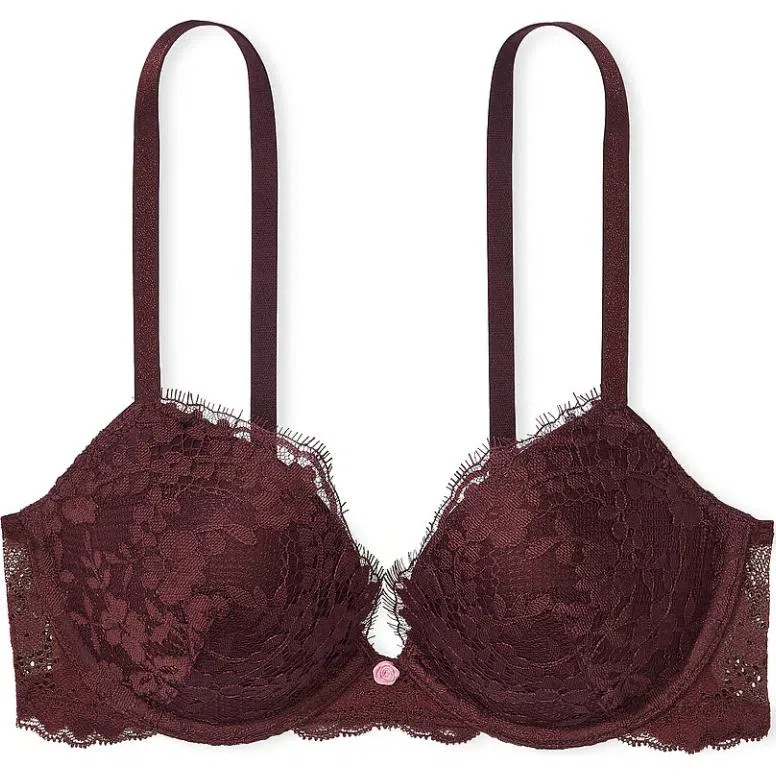 Victoria's Secret Dream Angels Lace Push-Up Bra Burgundy Brown