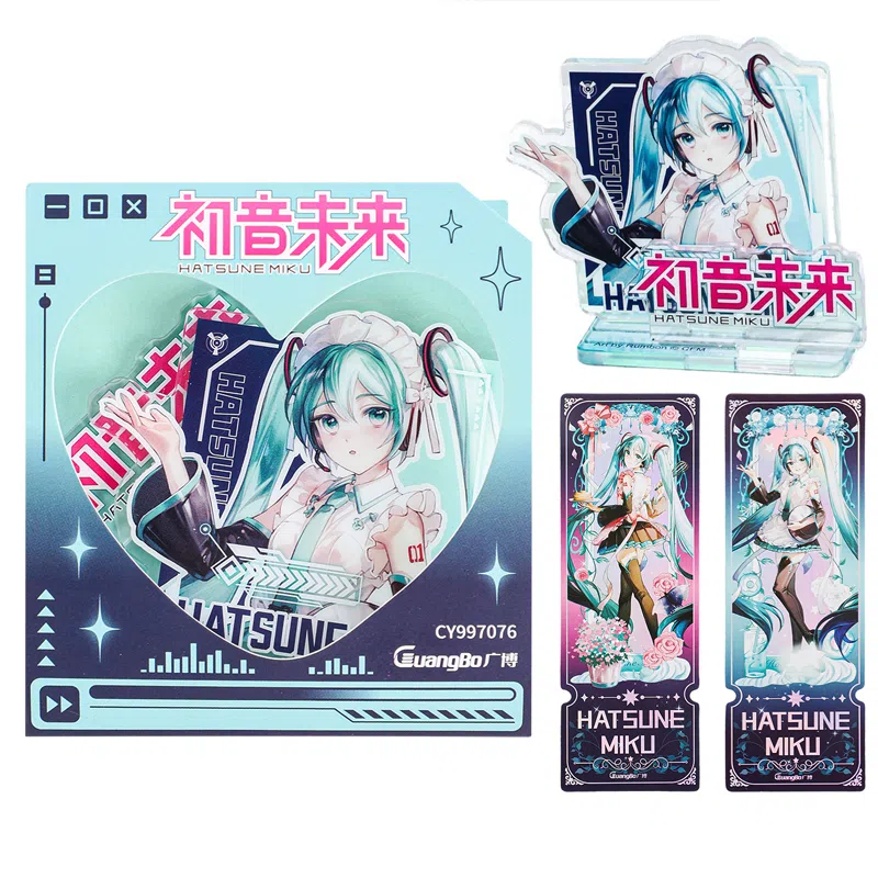 广博 初音未来 二次元周边 咕卡二次元谷子 吃谷 镭射书签 亚克力立牌