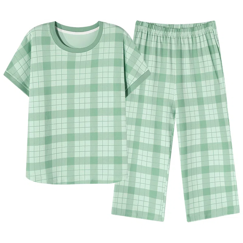 歌倩雅 舒适亲肤柔软透气可外穿睡衣套装 女款 绿色