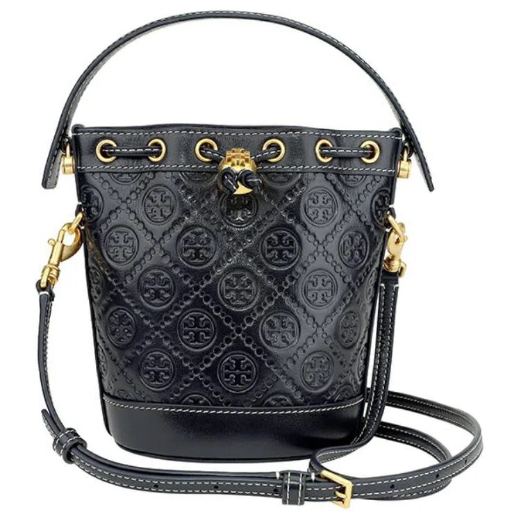 Tory Burch T Monogram Mini Bucket Bag Midnight Blue