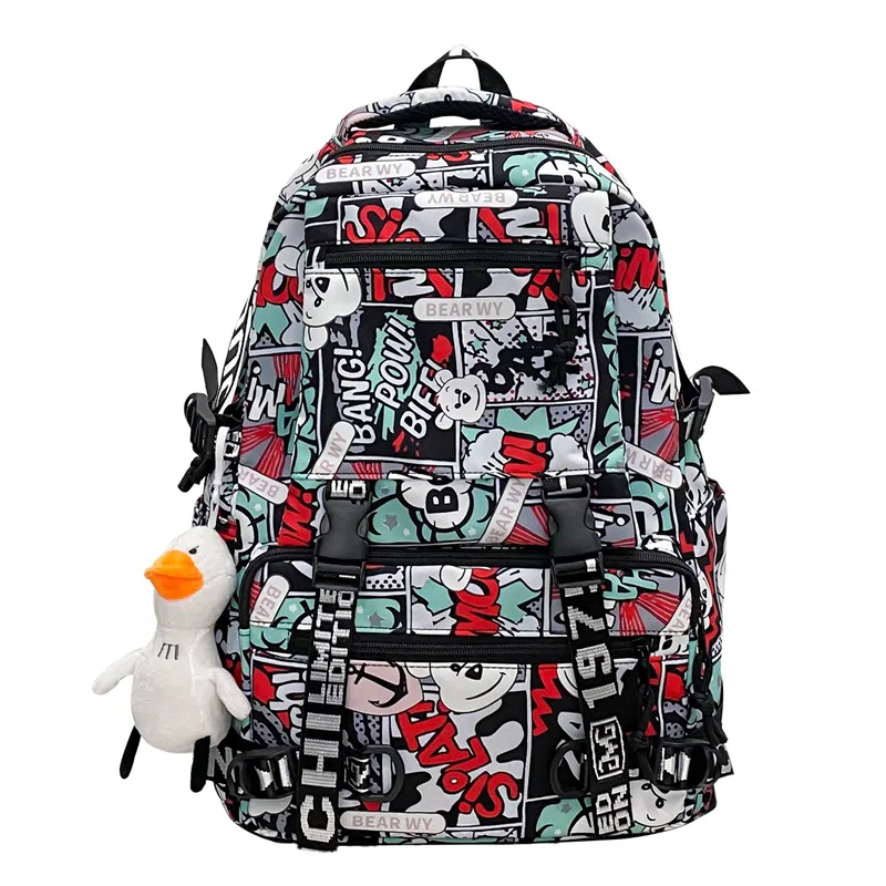 醇龙  尼龙男女通用多色涂鸦双肩包休闲百搭