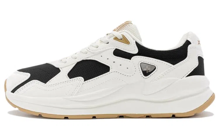 特步 合成革 革面 减震防滑耐磨 低帮 生活休闲鞋 男款 白黑