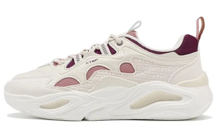 特步 耐磨透气 低帮 运动休闲鞋 女款 白紫