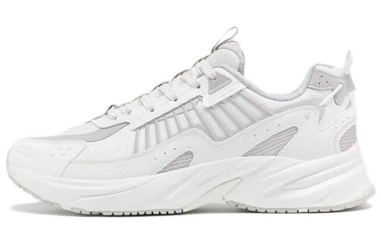 特步 柔软舒适 减震防滑耐磨 低帮 跑步鞋 白灰