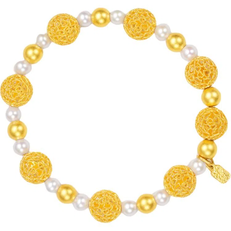 老凤祥 古法花丝 足金 按克计价 黄金手串 女款