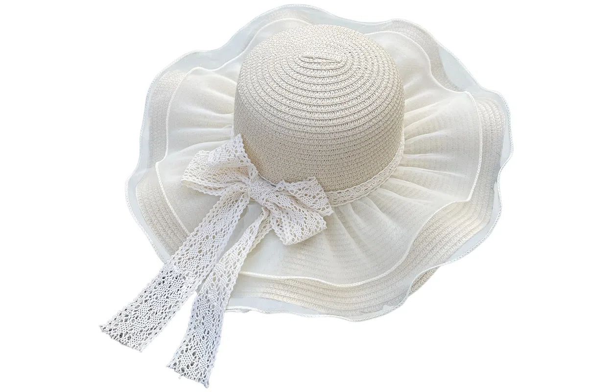 优幽兰 法式蕾丝大帽檐草帽甜美气质防紫外线遮阳帽可折叠出游太阳帽夏季海边度假沙滩帽 纤维素材料 防晒帽 女款