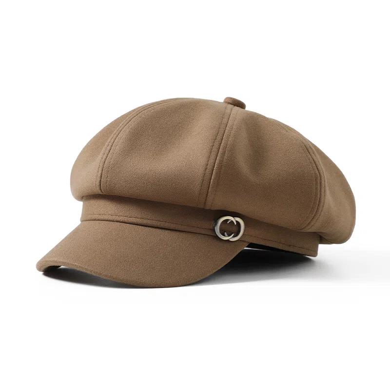 俞兆林 秋日系复古前进帽春秋款蓓蕾画家帽韩版大头围显脸小八角帽子透气轻薄款 聚酯纤维 贝雷帽 女款