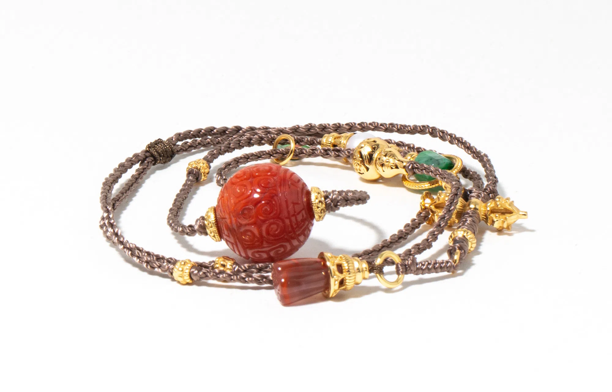 心若莲华 新中式 回纹雕刻 配饰 南红 玉石项链 女款