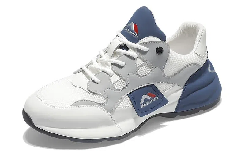 哥仑步 舒适简约百搭 减震防滑防水 低帮 生活休闲鞋 男款 白蓝