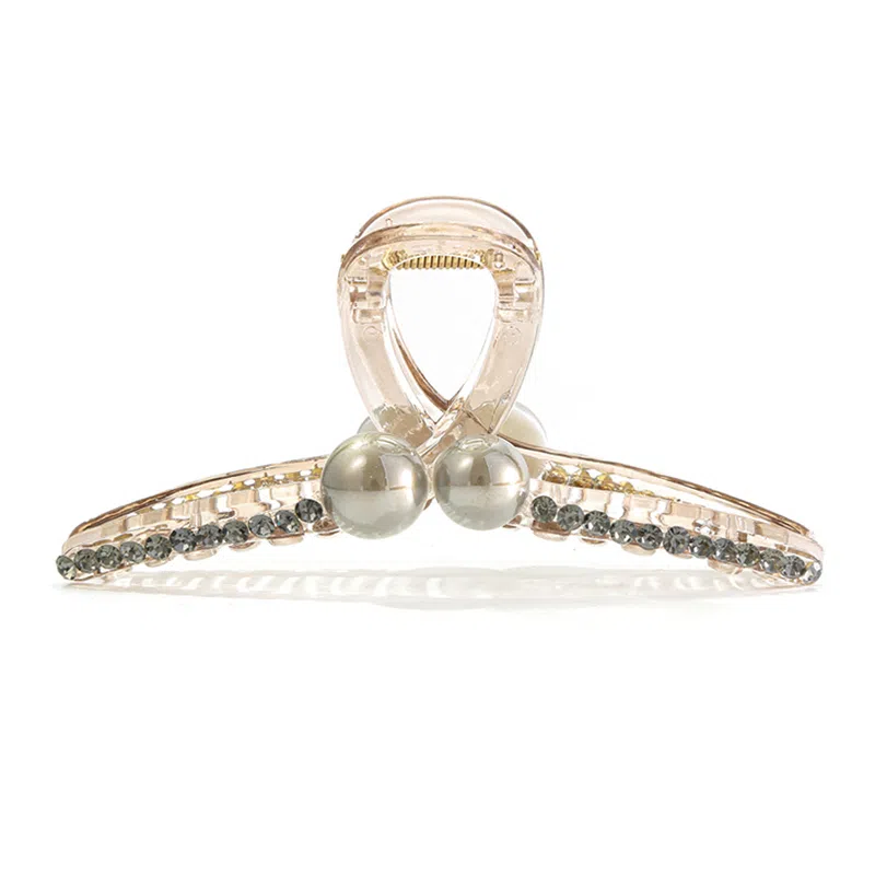 如花梦 气质 高级感咖色圆珠大号 后脑勺盘发鲨鱼夹 发夹 女款