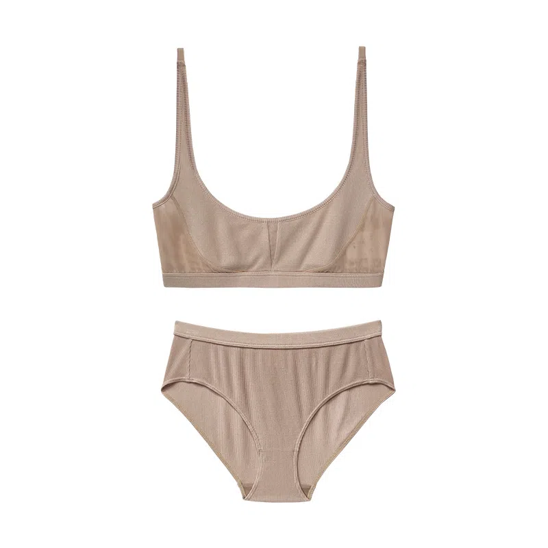 桑罗 纯色无钢圈背心式透气瑜伽女内衣裤套装