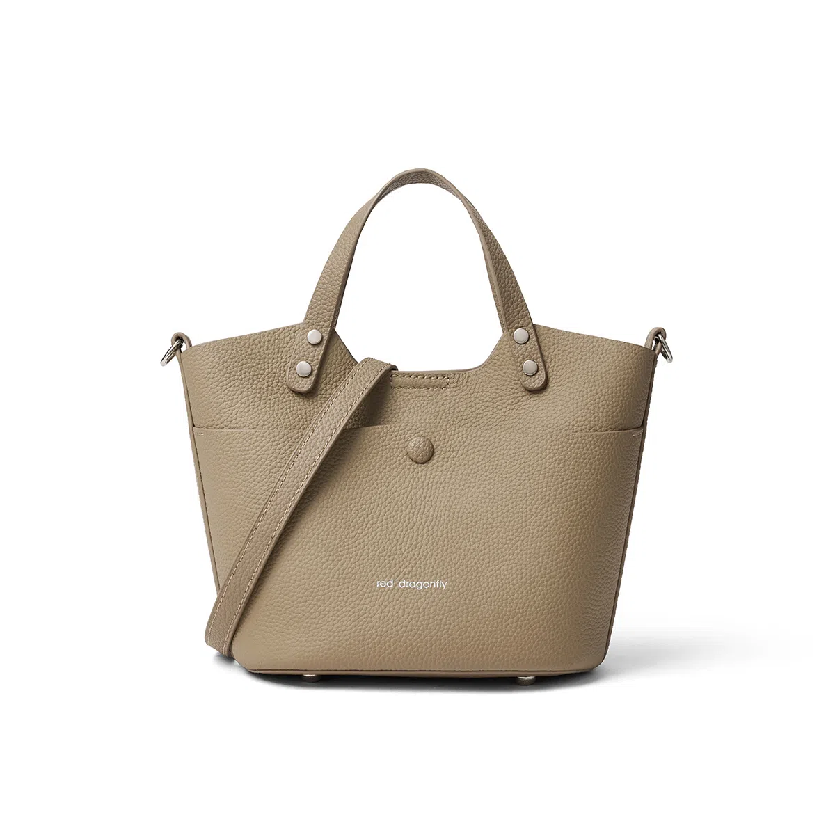 红蜻蜓 经典复古纯色荔枝纹拼接 牛皮 手提包斜挎包 女款 卡其色