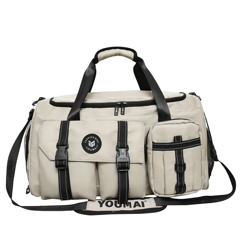 醇龙 中性风休闲简约多功能旅游时尚百搭 尼龙 旅行包 男女同款情侣款 黑/粉/卡其/青绿/黄/军绿