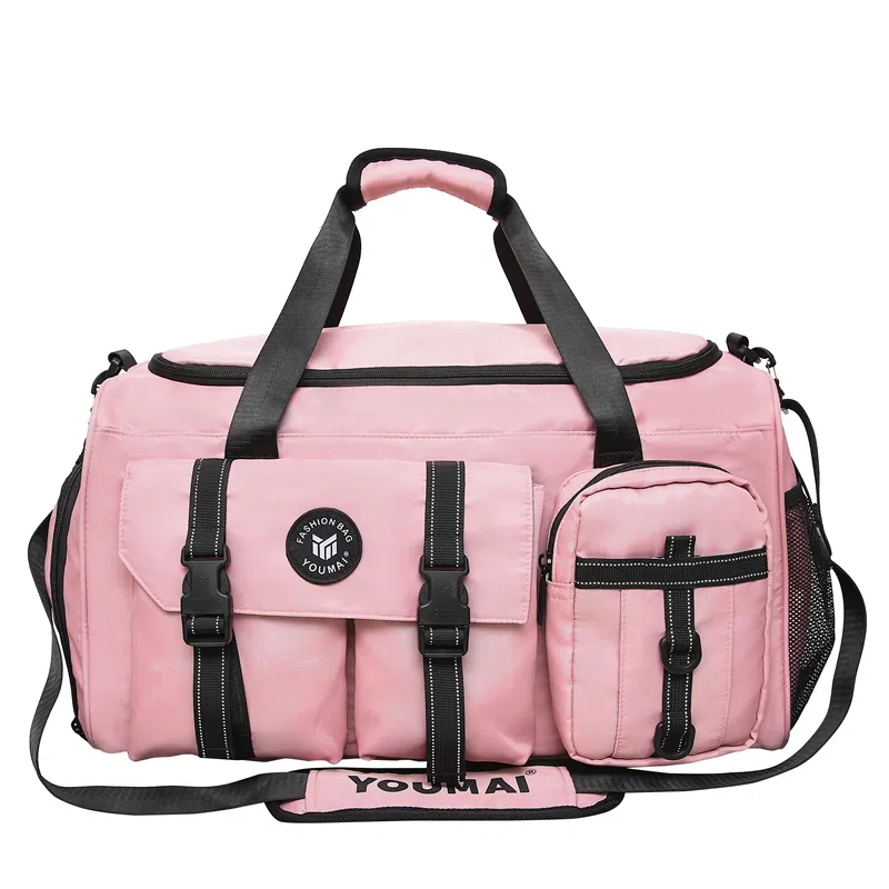 醇龙 中性风休闲简约多功能旅游时尚百搭 尼龙 旅行包 男女同款情侣款 黑/粉/卡其/青绿/黄/军绿