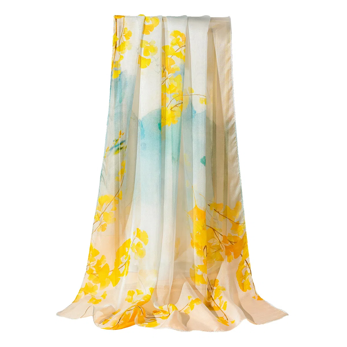 上海故事 春花秋月喷绘真丝长巾 桑蚕丝 丝巾 女款