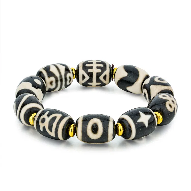 佐卡伊 黑白多宝天珠 藏式国潮国风编织小众高级感情侣招财平安 玛瑙 手串 男女同款情侣款