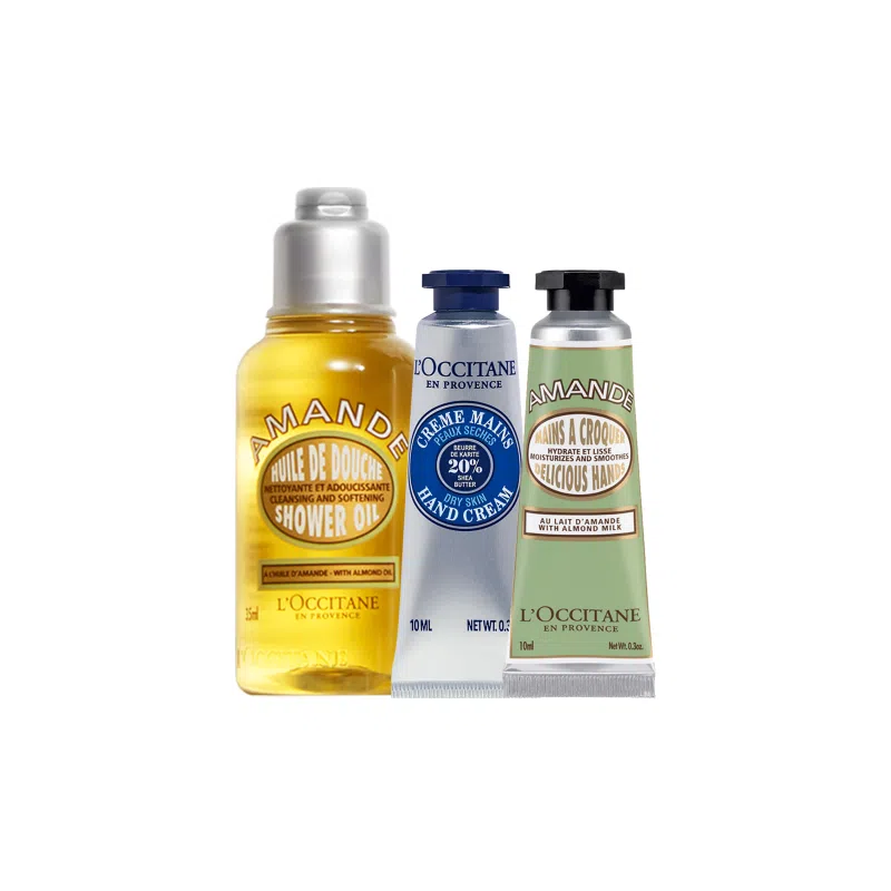 欧舒丹 甜扁桃沐浴油香氛手霜体验装 卸防晒紧致肌肤小样套装旅行便携 保湿滋润