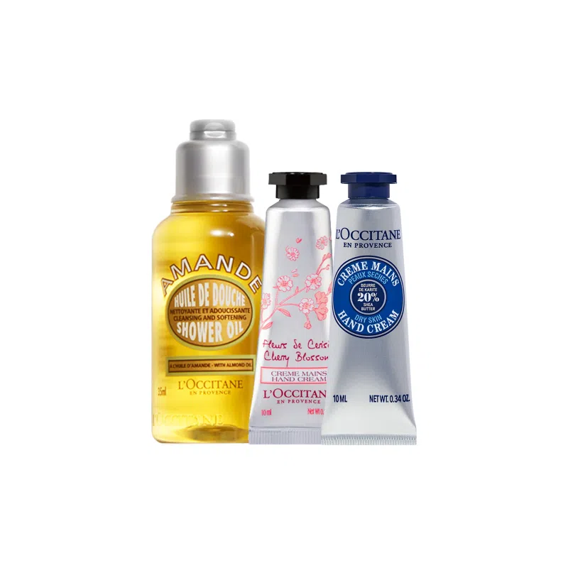 欧舒丹 甜扁桃沐浴油香氛手霜体验装 卸防晒紧致肌肤小样套装旅行便携 保湿滋润