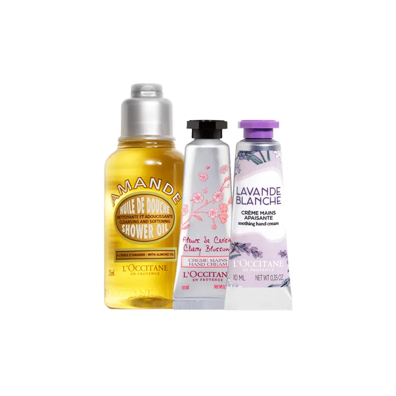 欧舒丹 甜扁桃沐浴油香氛手霜体验装 卸防晒紧致肌肤小样套装旅行便携 保湿滋润