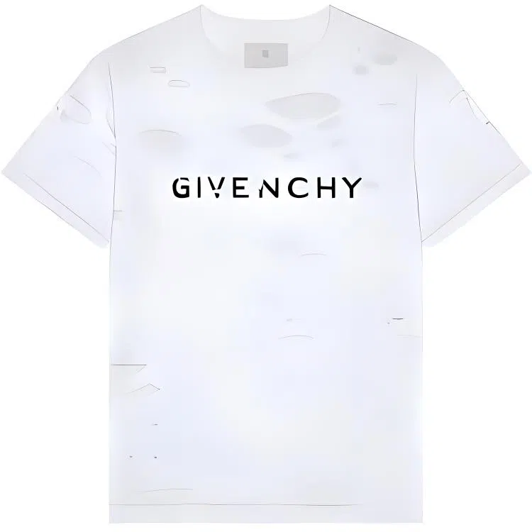 Givenchy SS23 Logo Print Distressed T-Shirt White