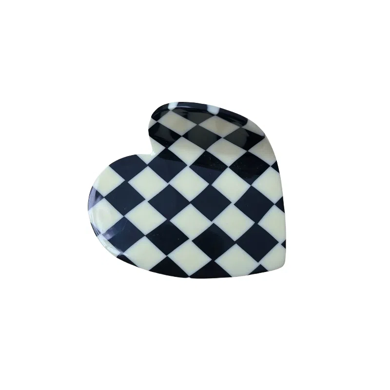 尚先生  网红爱心格子发夹新款爆款抓夹后脑勺棋盘格鲨鱼夹高级头饰发卡 发饰 女款