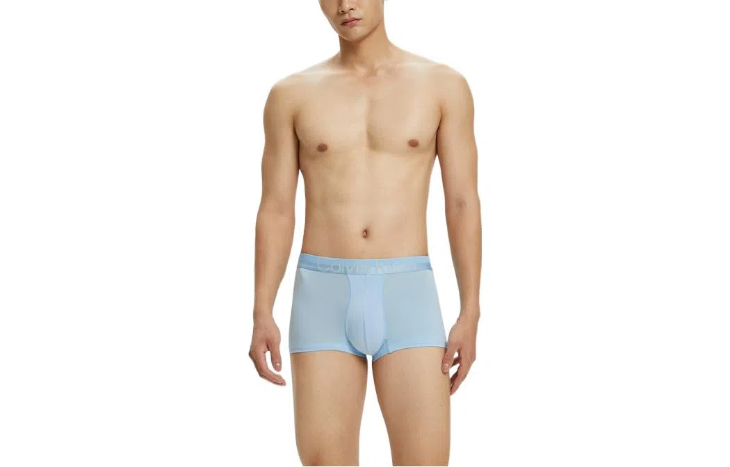 Calvin Klein Logo Low Rise Trunks Light Blue