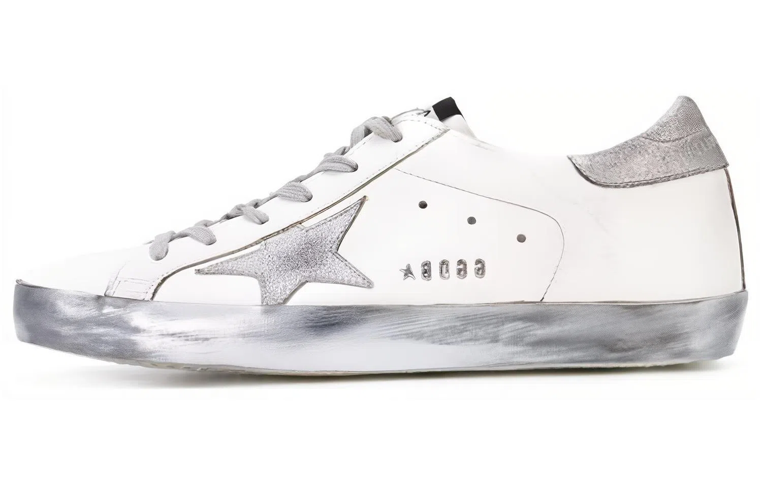 Golden Goose Super-Star Vintage Grey Silver Heel