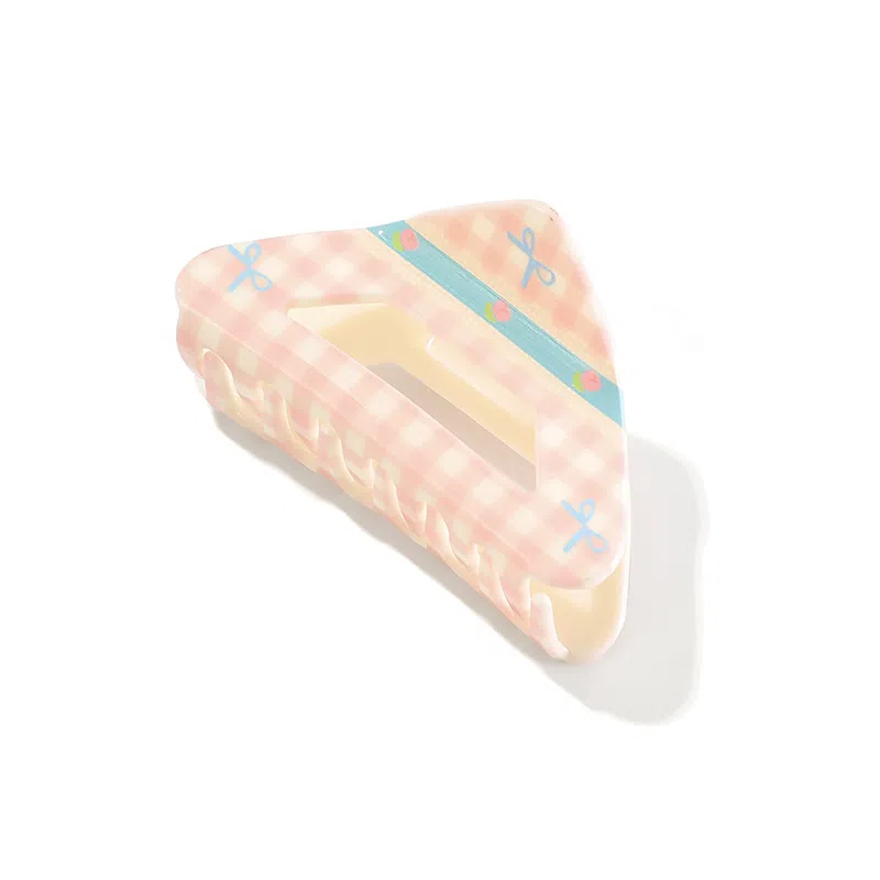 如花梦 奶油少女系列 碎花格纹甜美蝴蝶结发饰抓夹后脑勺鲨鱼夹 醋酸 发夹 女款 多款可选