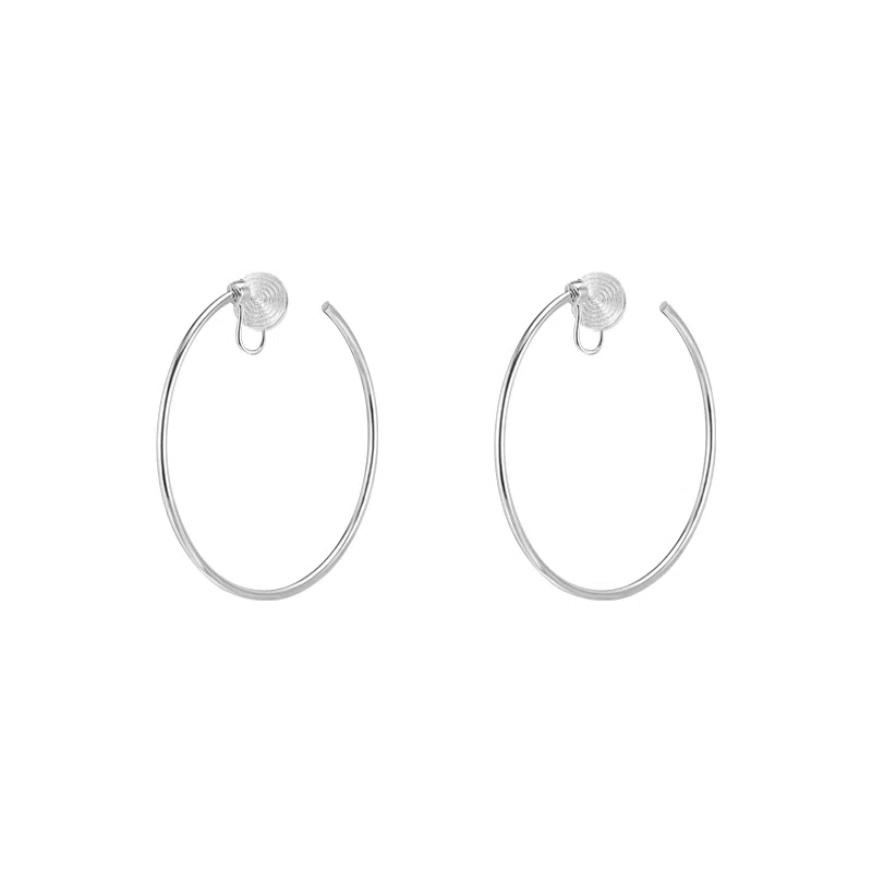 芒果饰品 独特无耳洞耳夹高级感会动的耳圈大素圈 铜 耳环 女款