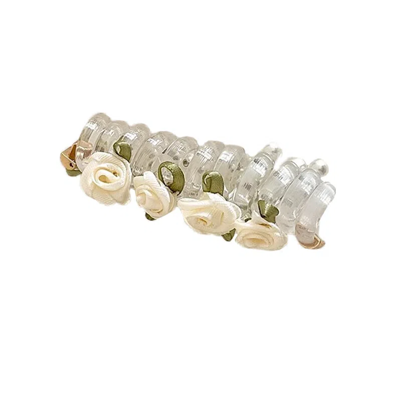 水中玉 甜美法式珍珠蝴蝶结泡泡辫发夹电话线发圈马尾编发神器 发圈头绳 女款