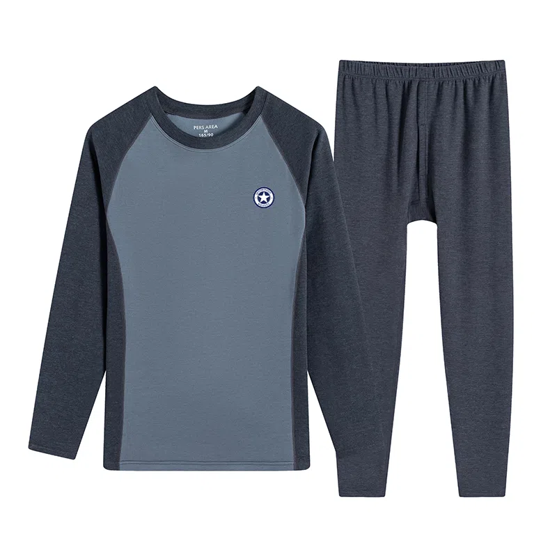 贴身领域 青少年德绒初中高中学生秋衣秋裤棉毛衫内衣保暖套装 男款