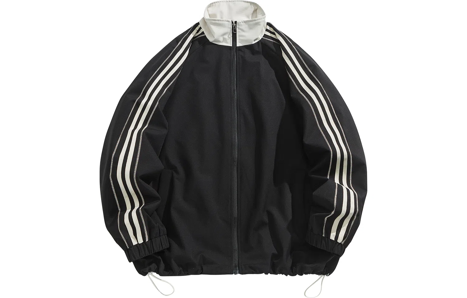 美式纯色基础侧肩条纹宽松百搭防风防水夹克外套 男女同款