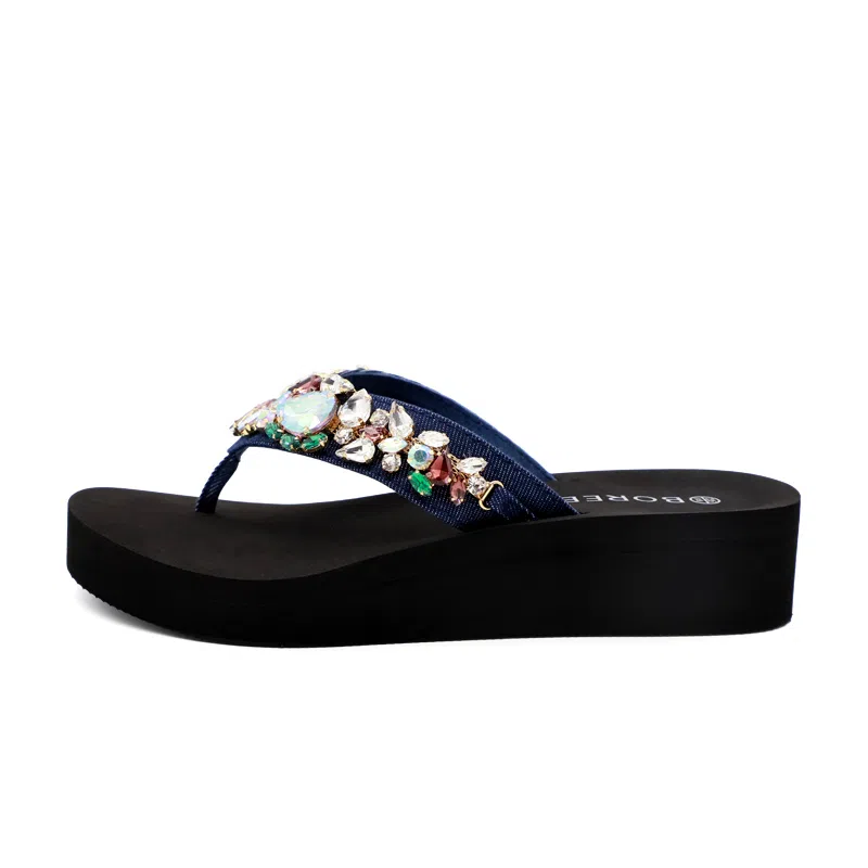 宝人 潮流增高外穿 静音防滑人字拖鞋 女款 黑色