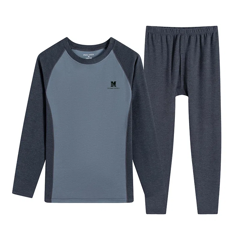 贴身领域 青少年德绒初中高中学生秋衣秋裤棉毛衫内衣保暖套装 男款