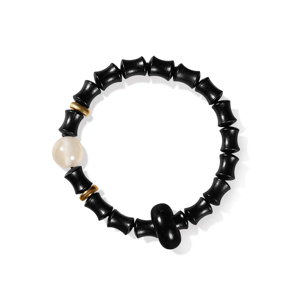 金师傅 高品质 夜光珠精品新中式国风好运竹节 上岸转运节节高升纳福复古手持 木作 手串 男女同款情侣款 黑檀