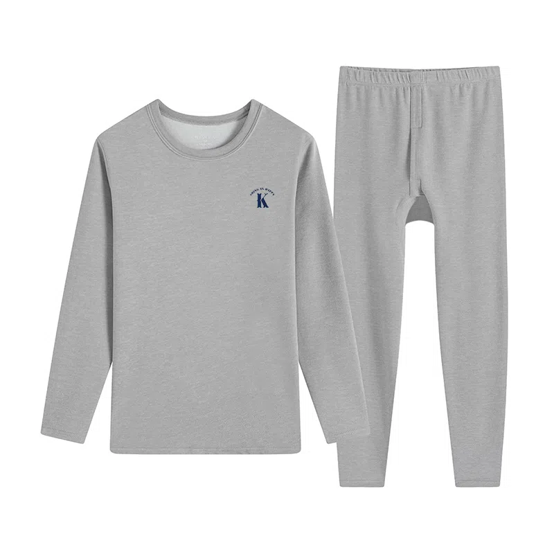 贴身领域 青少年德绒初中高中学生秋衣秋裤棉毛衫内衣保暖套装 男款