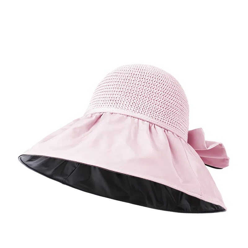 稻草人 遮阳防晒紫外线遮脸黑胶夏季大帽檐 聚酯纤维 渔夫帽 男女同款情侣款