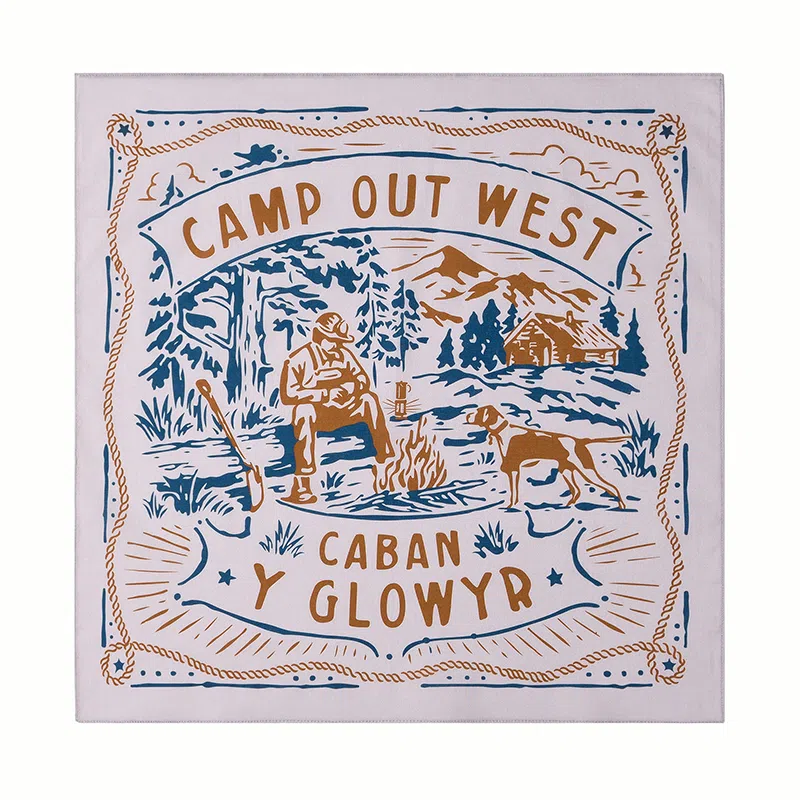 滚烫时光 复古森林露营印花方巾 纯棉 头巾 男女同款情侣款