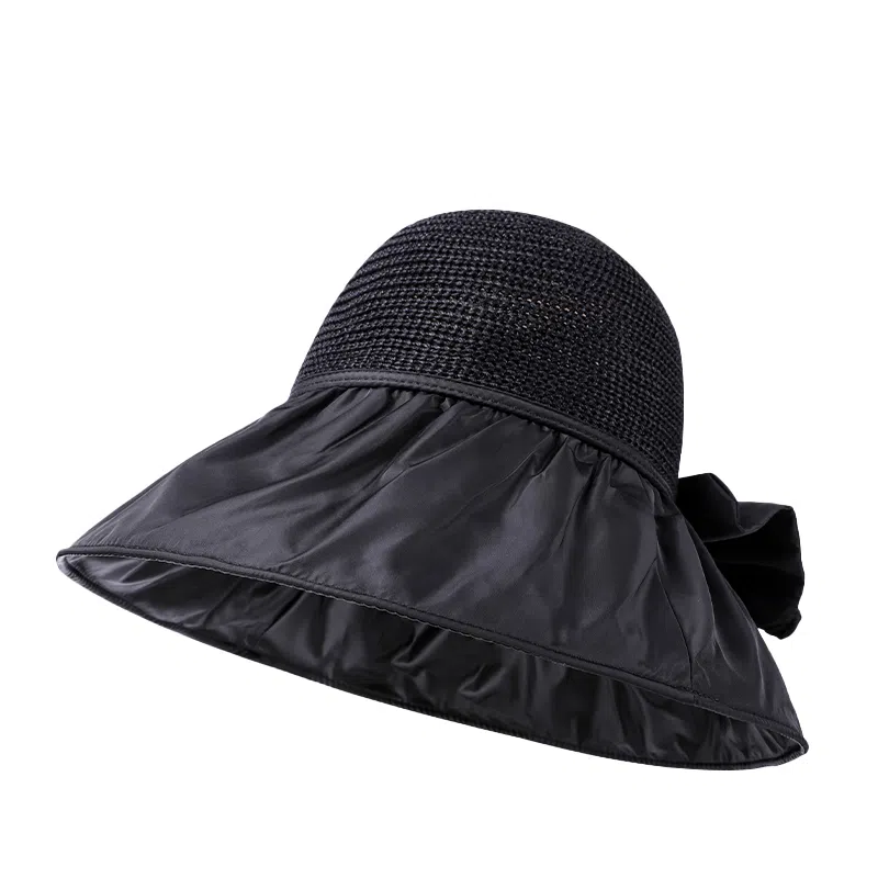 稻草人 遮阳防晒紫外线遮脸黑胶夏季大帽檐 聚酯纤维 渔夫帽 男女同款情侣款