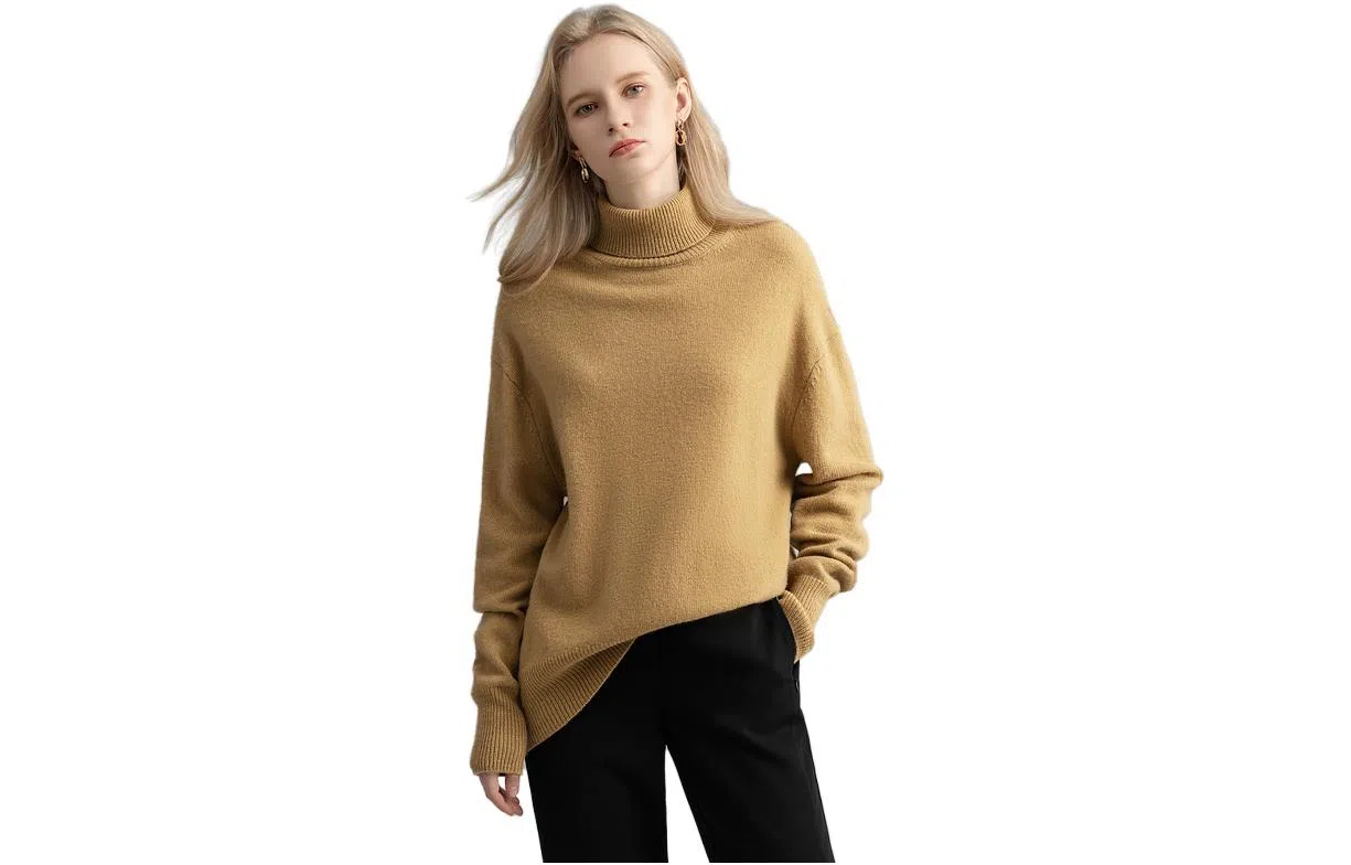 【dme】 高领休闲时尚宽松毛衣 女款 棕色