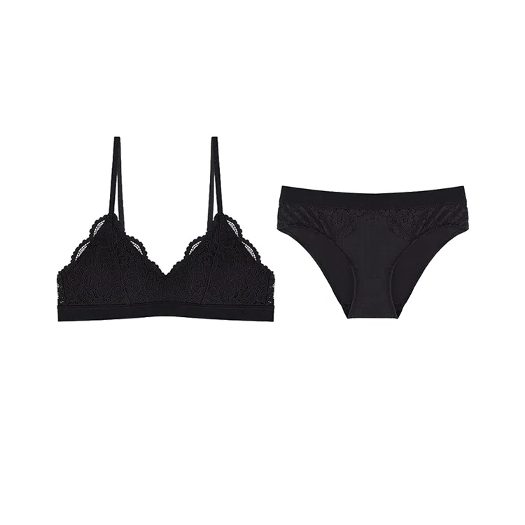 内在密码 纯色三角杯聚拢文胸内裤套装 女款