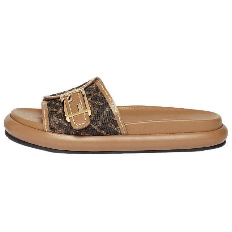 Fendi Baguette Slides Brown