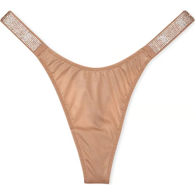 Victoria's Secret Very Sexy Shine Strap Rose Lace Thong Panty Praline 1
